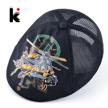 Детские Лето УФ-Защита берет Дети Береты Лоскутная для мальчиков и девочек Воздухопроницаемой Сеткой беретка Самолет Мультфильм