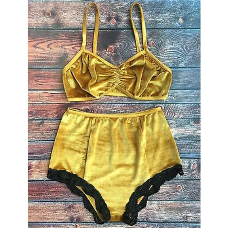 

2017 Women Velvet Bikini Set Retro High Waist Swimsuit Padded Bandage Beach Bathing Swimwear Ladies Biquni maillot de bain femme