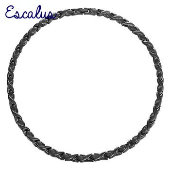 

Escalus Bio Choker Stainless Steel Magnetic All Black Women Necklace Silver Color 31pcs Magnets Neckwear Charm Jewellery