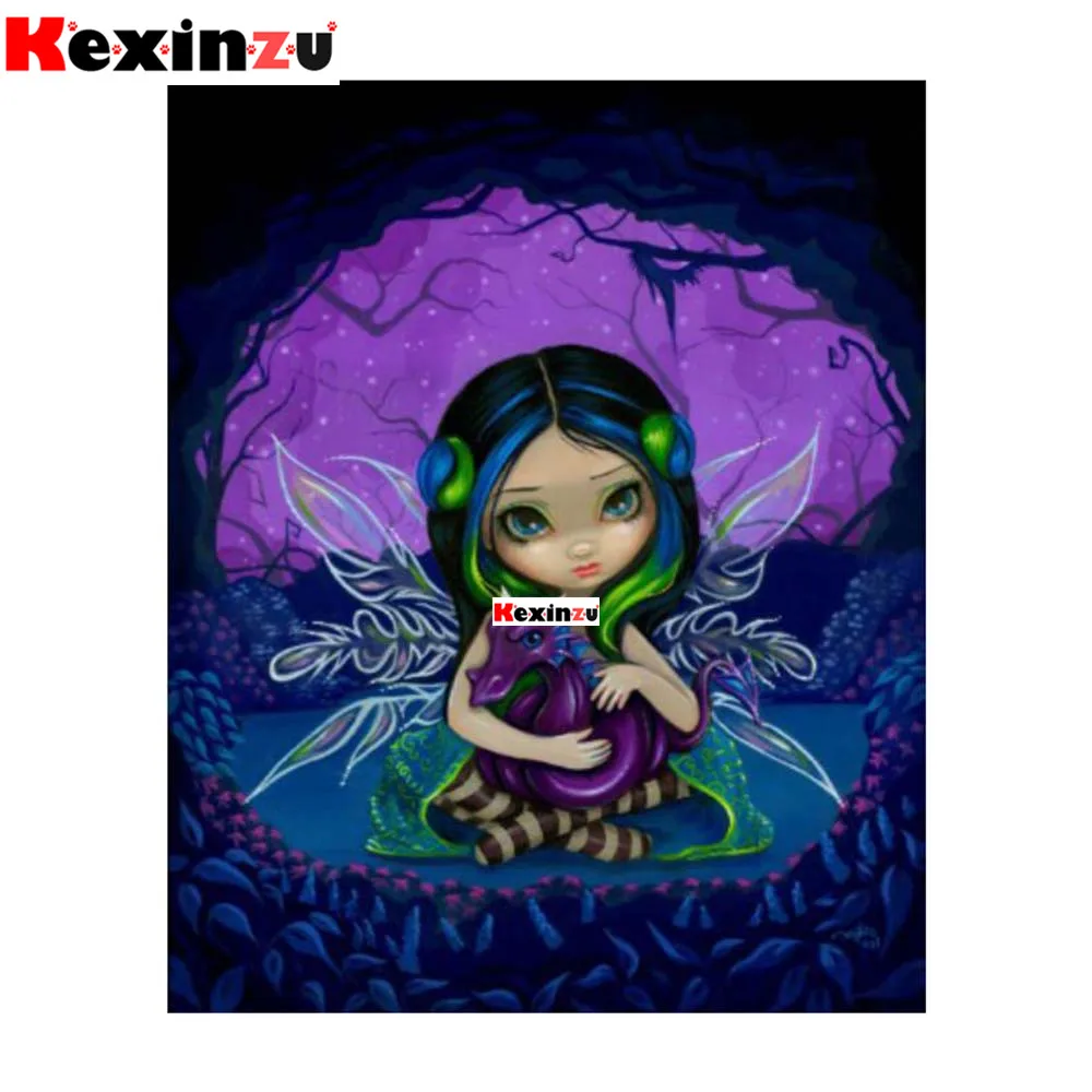 Kexinzu полный квадратный/круглый 5D DIY 3d-бриллиантовая вышивка мультфильм девушка большие глаза алмазная живопись вышивка крестиком Мозаика Декор подарок - Color: 12