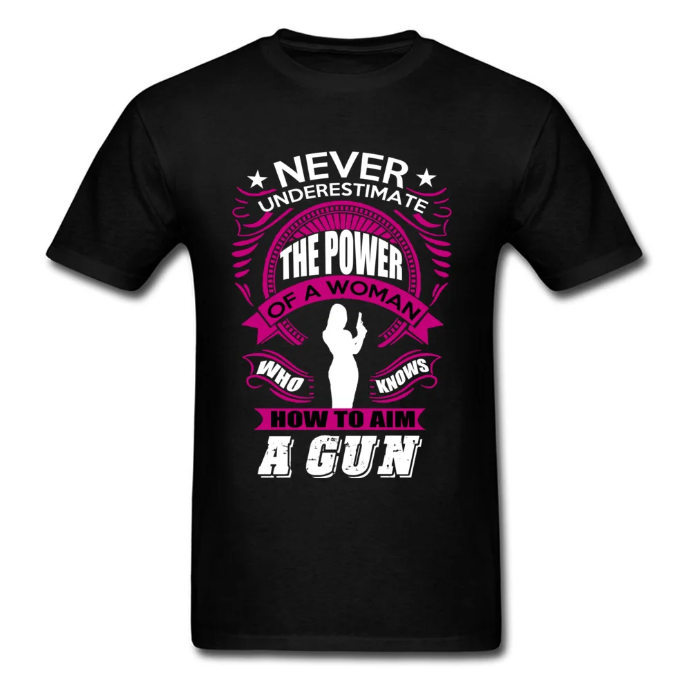 Casual A WOMAN WITH GUN Unique Short Sleeve VALENTINE DAY Tops Shirt 2018 Popular O Neck Cotton Fabric T-shirts Men Top T-shirts A WOMAN WITH GUN black