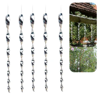 

4Pcs Portable Hanging Bird Scare Rod Outdoor Repellent Spiral Design Decoration Garden Pigeons Deterrent Reflective Protect Crop