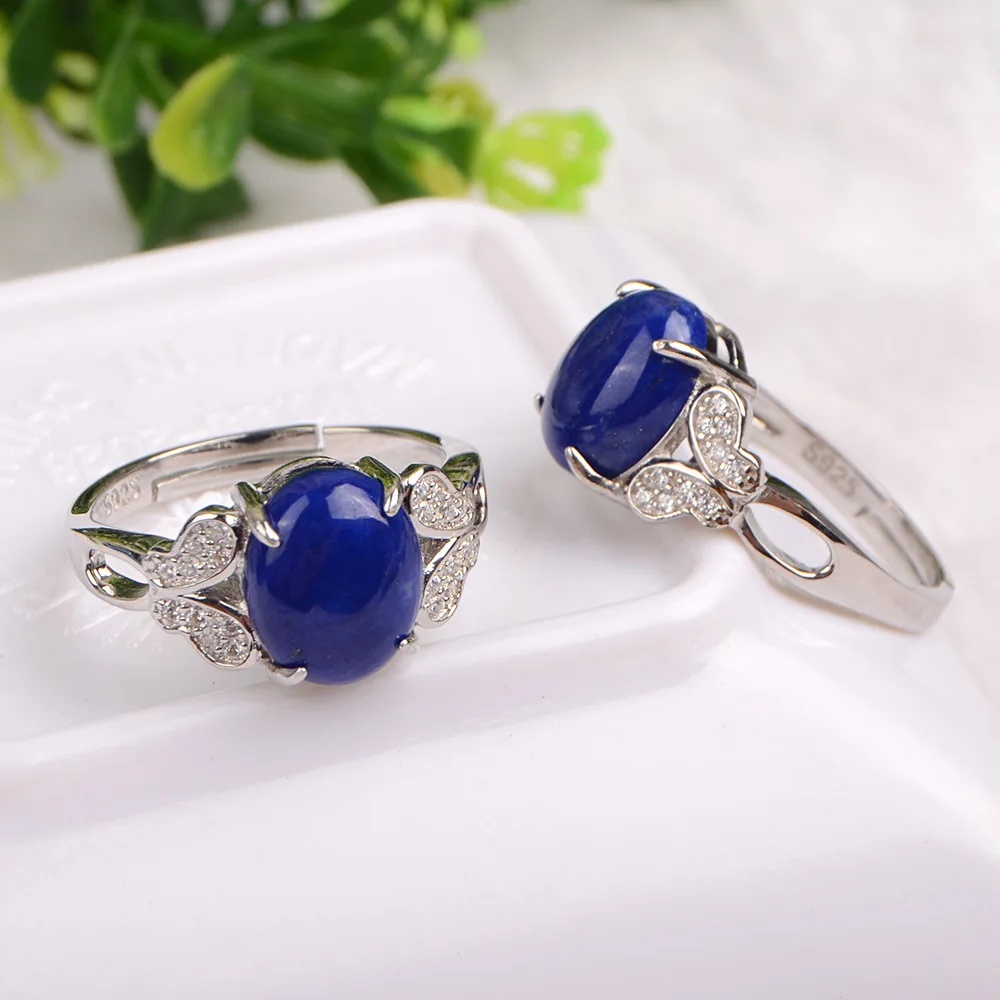 Natural Afghan Lapis Lazuli Stone Ring Women Solid 925 Sterling Silver Band Resizable Natural Blue Stone Elegant Female Jewelry Natural Afghan Lapis Lazuli Stone Ring Women Solid 925 Sterling Silver Band Resizable Natural Blue Stone Elegant Female Jewelry