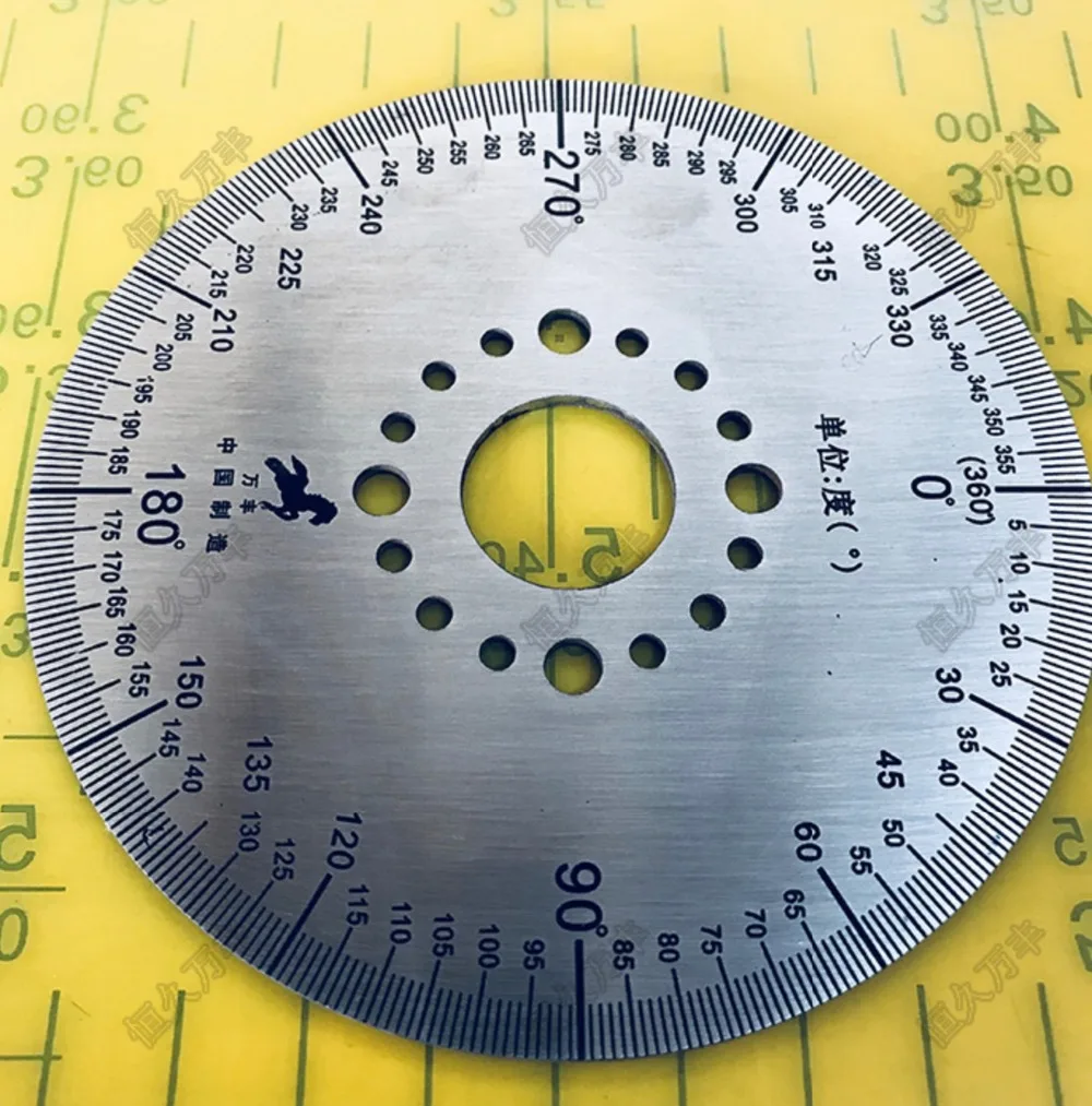 Диаметр: 100 мм Внутреннее отверстие: 20 мм Толщина: 2 мм Циферблат 360 градусов диск из нержавеющей стали