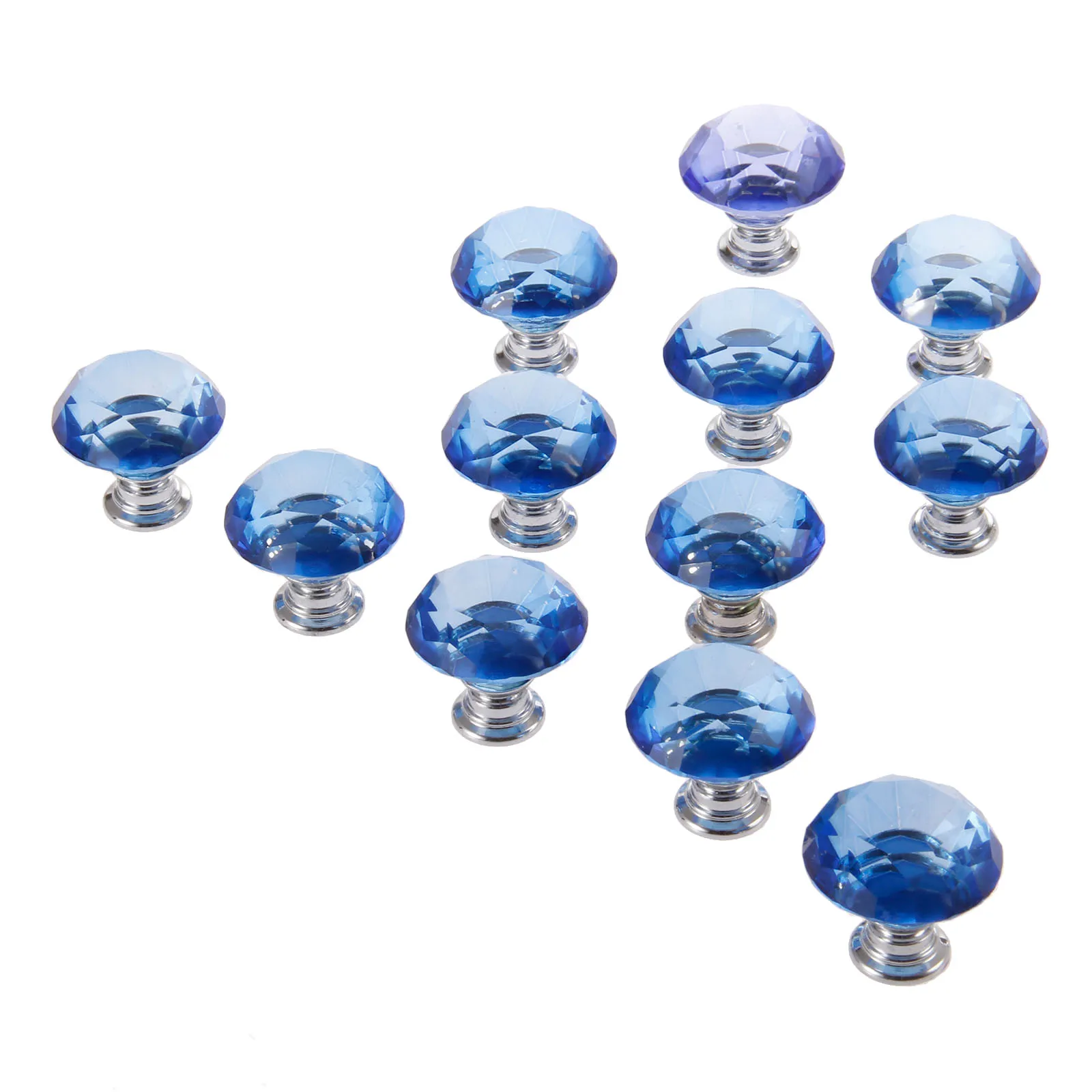 DRELD 12Pcs Blue Diamond Cupboard Wardrobe Drawer Door Handles
