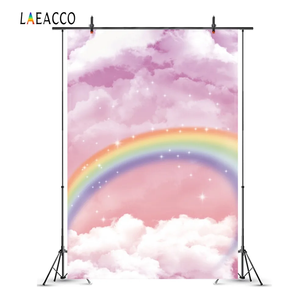 Laeacco Cartoon Rainbow Clouds Stars Baby Children Photography ...