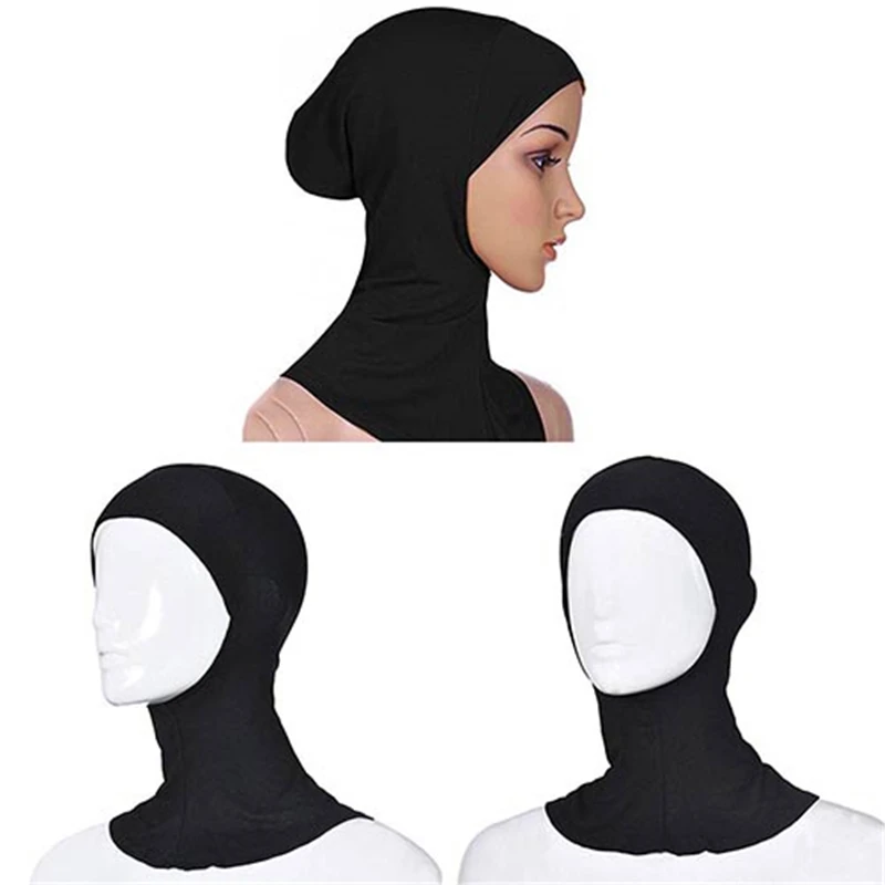 Новое прибытие мусульманская эластичная полная крышка Внутренняя Хиджаб голова один размер сплошной цвет этнический стиль шеи крышка мусульманский подхиджабник шляпа