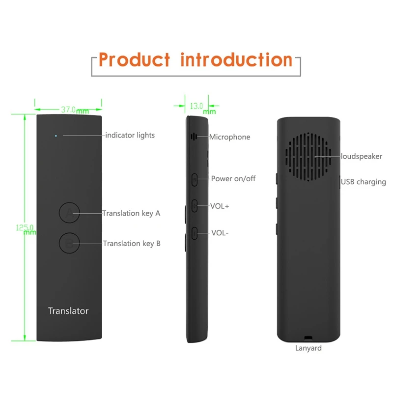 Мини-переводчик портативный беспроводной двусторонний в режиме реального времени многоязычный перевод более 30 языков