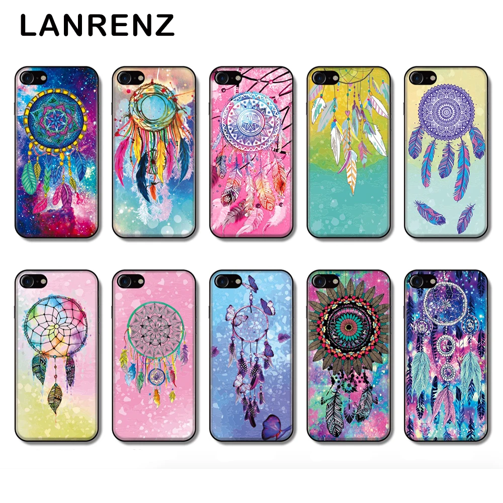 LANRENZ Dreamcatcher Black TPU Soft Rubber Phone Case For iPhone 8 X plus 7 6 6s XR XS Max Mobile phone cover |