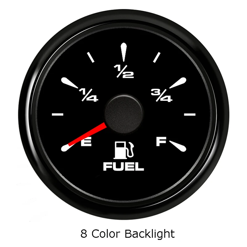 52 мм лодочный датчик уровня топлива, индикатор уровня масляного бака, подходит для автомобилей, грузовиков, лодок, мотоциклов, датчик уровня топлива с 8 цветами подсветки - Цвет: 0-190 ohm