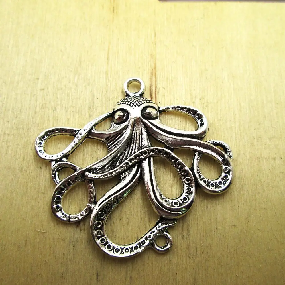 

6pcs 55*45mmOctopus Octopus Pendant Marine Animals Sea Animals DIY necklace/ bracelets charms antique silver tone