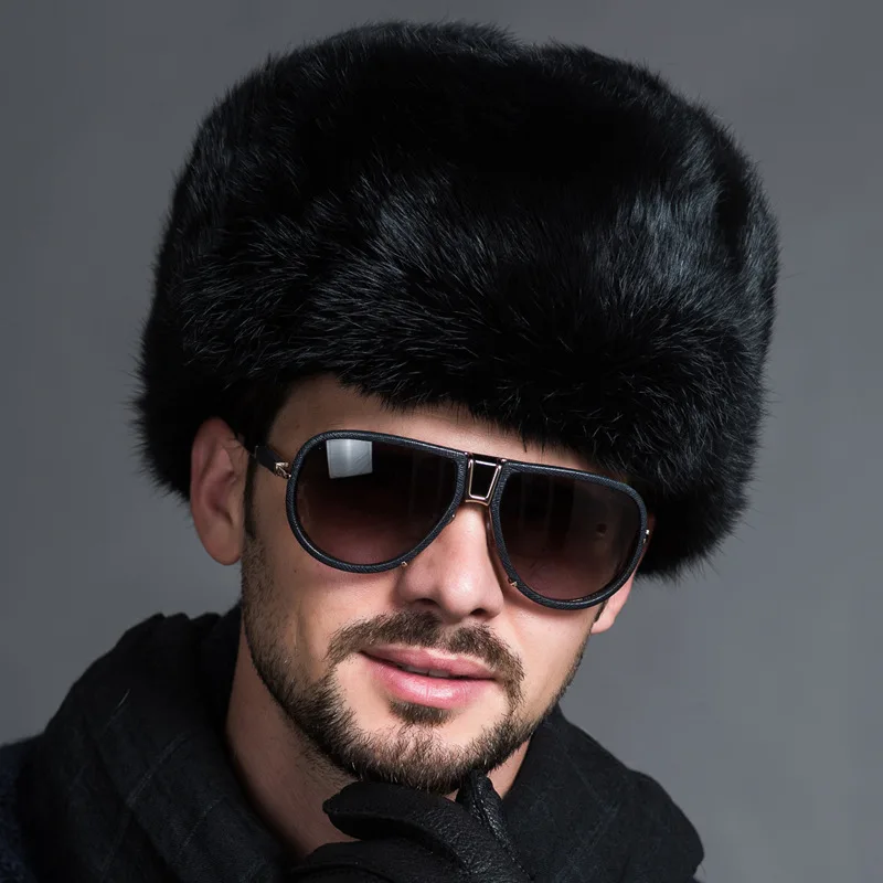 

Russian Male Mens Warm Fur Bomber Hats Solid Thicken Earflap Caps Leifeng Solid Snow Hats Warmer Winter Autumn Fashion Hat