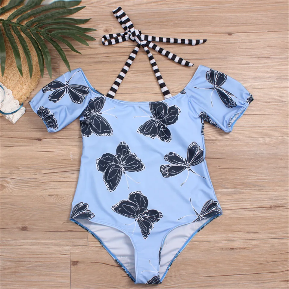 Plus Size Halter Swimwear Women Butterfly One Piece Swimsut Off