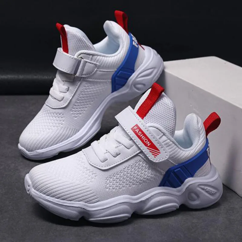

Korean Wind Children Fashion Breathable Comfortable Single Shoes Sports Running Air Mesh Patchwork Contrast Color Hook Loop Shoe