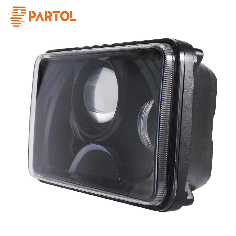 

Partol 6"x4" Square LED Headlight 55W 6000K High Low Spot Beam DRL Lamp For FREIGHTLINER Peterbilt Rectangular Kenworth