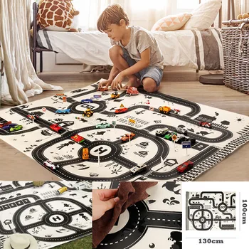 

CHAMSGEND Kids Play Mat City Road Buildings Parking Map Game Scene Map Educational Toys