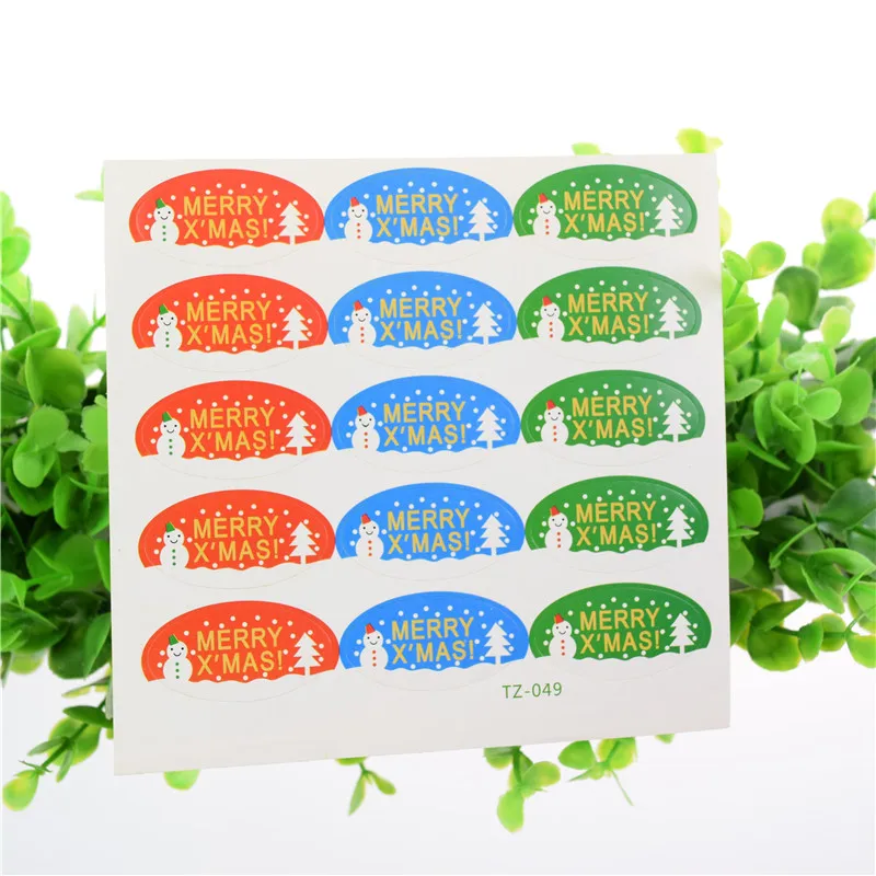 

100 sheet 1500 Merry Xmas Tree Stickers Party Birthday Snowman Stamp DIY Handmade Cake Baking label Adhesive Sealing Sticker New