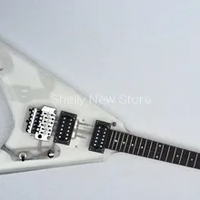 Shelly магазин заводская, по заказу, белая акриловая V Форма корпус гитары черное дерево гриф 6 струн inline tremolo электрогитара s