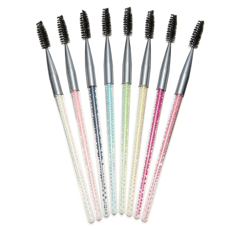 8pcs Rhinestone Eye Makeup Brush Eyelash Eyebrow Brush Mascara Spiral