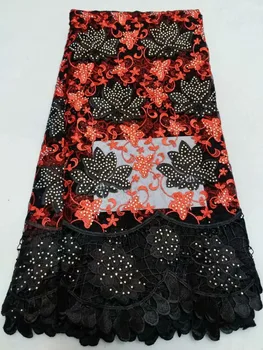 

High Quality Black African Lace Fabrics With Sequins Net Embroidery Tulle Lace Fabric Blue For Nigerian Dress Woman Wedding A143