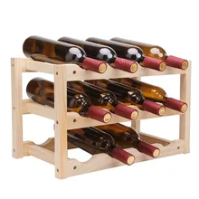 15% 12-Bottle Stackable Natural Solid деревянная стойка для вина столешница бутылка органайзер для витрина для вина хранения и защиты