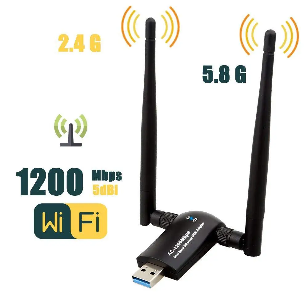 EastVita Беспроводной USB Wifi адаптер AC1200 Dual Band 2,4G/5,8G с высоким коэффициентом усиления двойные антенны сети Wi-Fi, USB 3,0 для настольных компьютеров r29