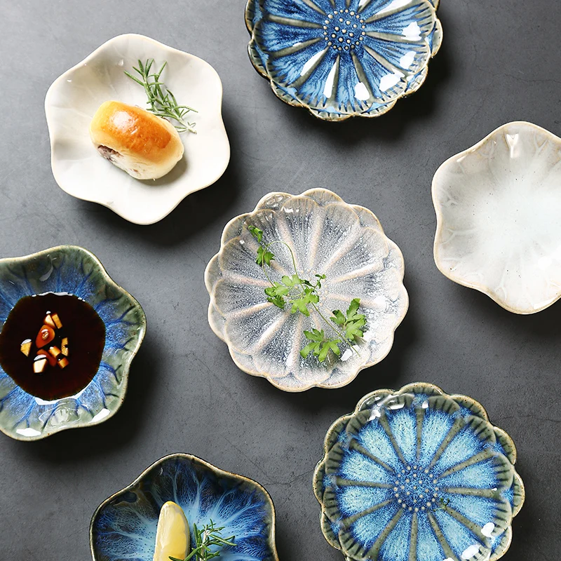 

Ceramic Storage Tray Creative Plant Shape Serving Tray Dessert Dish Sushi Plate Display Trays for Home Resturant Decor
