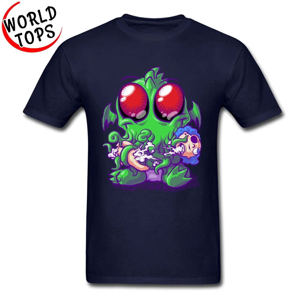 Customized Lil Cthulhu Mens Top T-shirts 2018 Fashion VALENTINE DAY Short Sleeve Tops Tees Crewneck Pure Cotton Tee Shirts Lil Cthulhu navy
