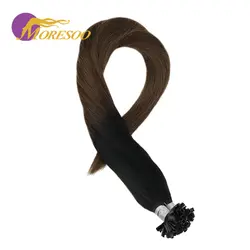 Moresoo Fusion Nail U-tip накладные волосы Омбре цветной картридж для лазерного принтера Черный #1 выцветание до коричневый #6 Реми предварительно
