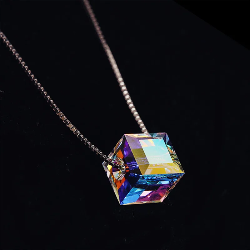 

Original Crystals From Swarovski Necklaces Allergy Prevention Transparent Silver Chain Necklace Jewelry For Women Christmas Gift