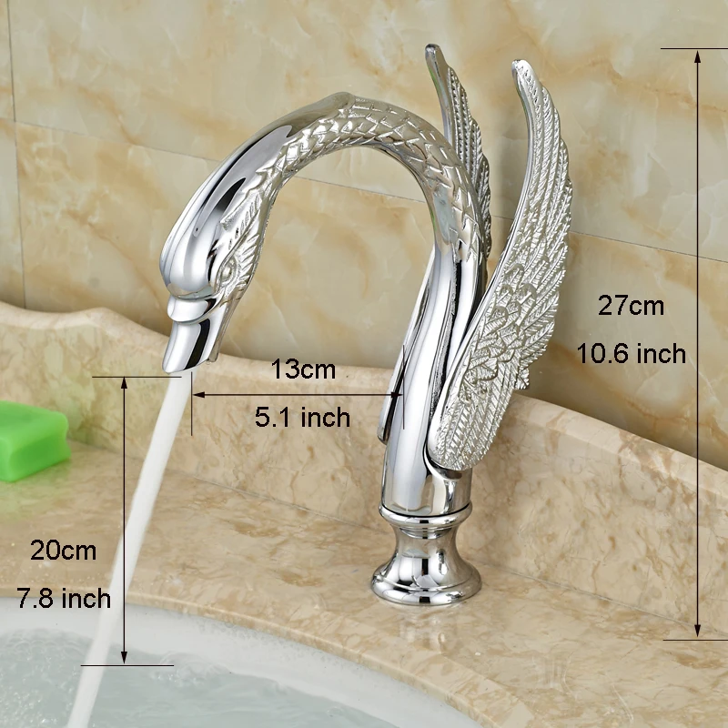 Swan Style Deck Mount Basin Faucet Spout Chrome Brass Bathtub Sink