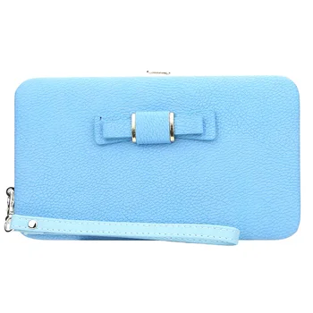 

2019 Luxury Brand Leather Wallets Women Wallet Long Phone Bag with Zipper Coin Pocket Lovely Bow Purse Female Card Holder Clutch