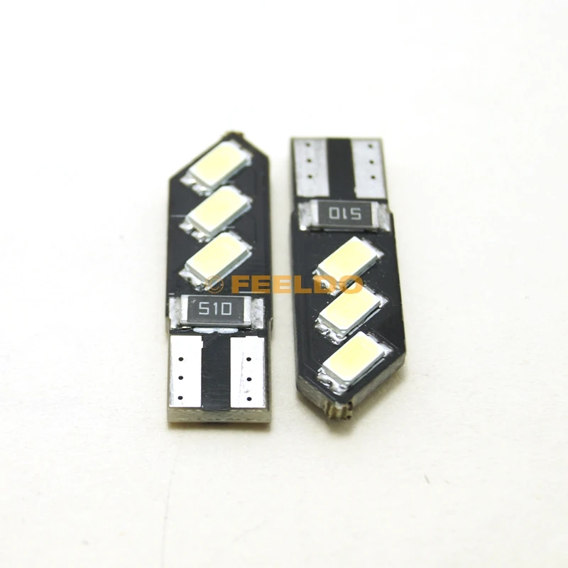 FEELDO 2 шт. DC12V T10 194 3 Вт 6SMD 5630 автомобильная светодиодная лампа Canbus без ошибок 7