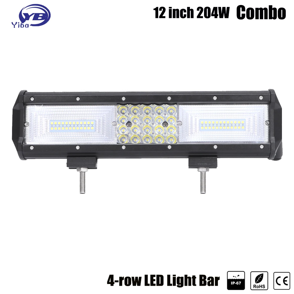 

204W 12INCH Double rows Quad Rows Waterproof IP67 Work Light LED Light Bars for Work Driving Offroad Boat Car Tractor Truck 12v
