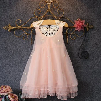

pudcoco Baby Girls Pearl Chiffon Pink Petal Dress Princess Kids Clothes Infant kid Girl Floral fashion lace hollow pink vestidos
