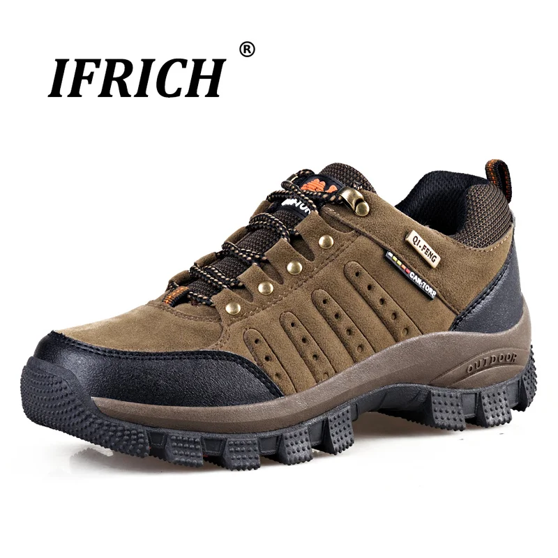 Ifrich 2019 الربيع الخريف الرجال حذاء للسير مسافات طويلة جلد طبيعي الدانتيل متابعة حذاء ارتحال توسيد تنفس الجبلية رياضية