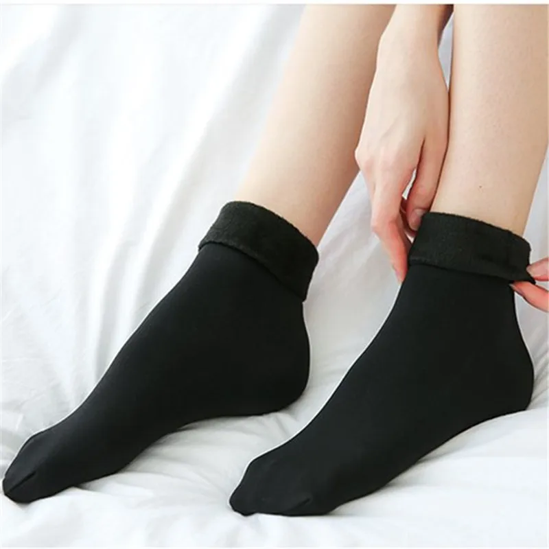 Повседневные носки для женщин, нейлон плюс бархат, уплотненные носки, одноцветные, дышащие, эластичные, женские, средней длины, теплые, зимние