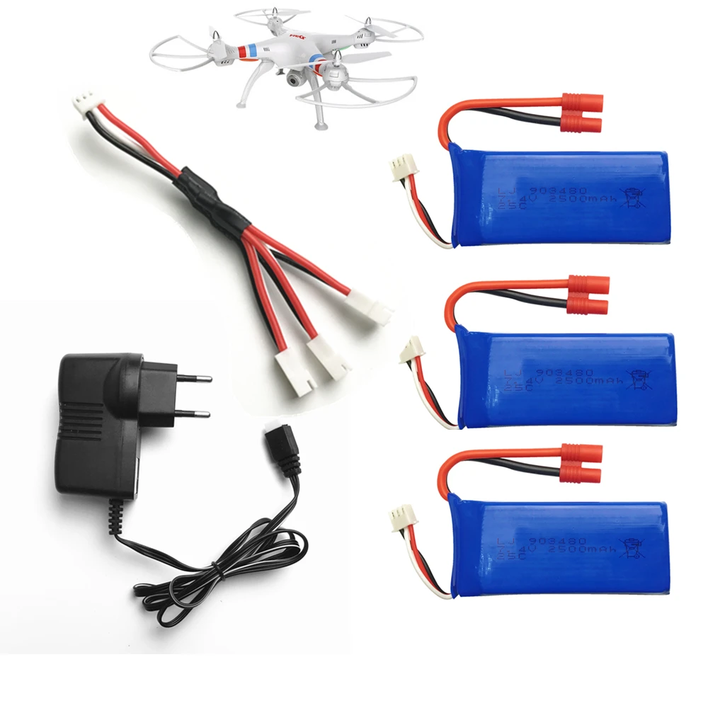 7 4 в 2500 мАч для Syma X8W X8G X8HC X8HW X8HG Запчасти зарядного устройства радиоуправляемого