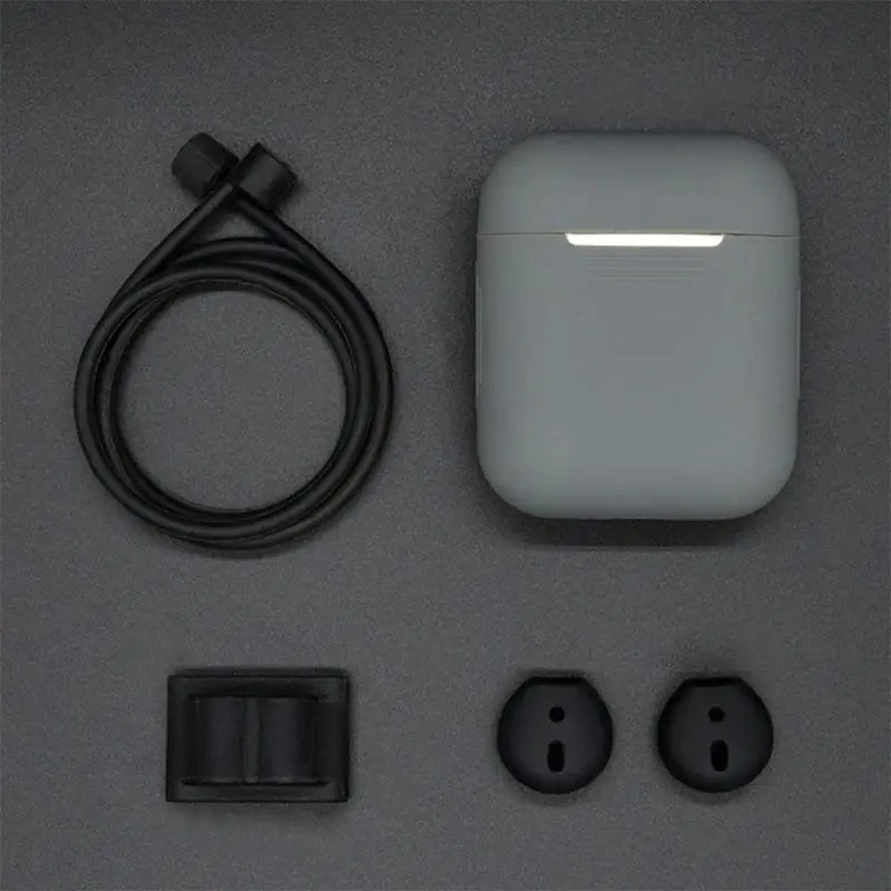 

5 in 1 Silicone Cover Earphone Set for Airpods Headset Accessories Silicone Case+Neck Strap+Watch Band Holder+Earhook Cover r15