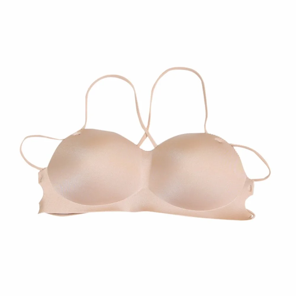 Invisible Wireless Bras Padded Push Up Plunge Brassiere Sexy Women Backless Underwears-in Bras