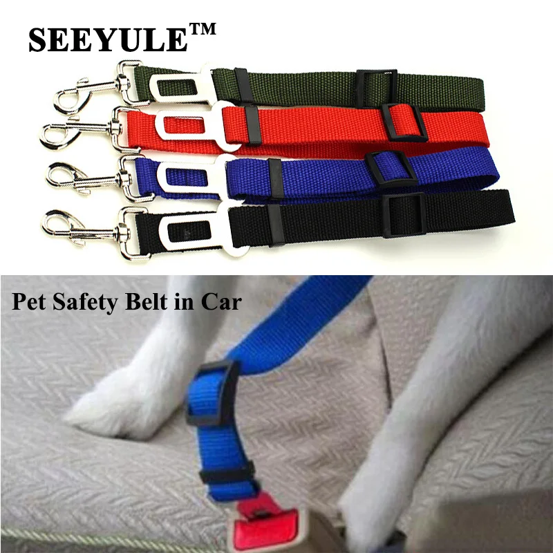 

1pc SEEYULE Pet Car Safety Belt Adjustable Nylon Seat Belt Dog Cat Protector Harness Restraint Strap Road Safety