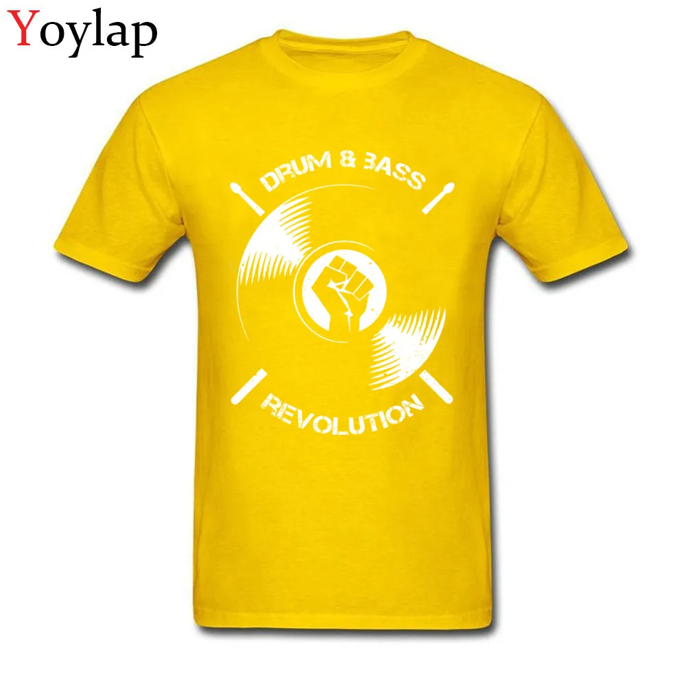 Casual Tops Shirt for Adult Slim Fit Fall O Neck Cotton Fabric Short Sleeve T-Shirt Drum And Bass Revolution Casual Tee Shirt yellow