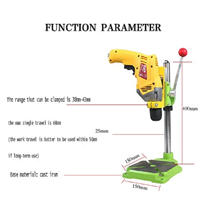 Электрическая дрель пресс стенд стол для сверла верстак ремонтный инструмент зажим для сверления, цанговый стол 35& 43 мм 0-90 градусов