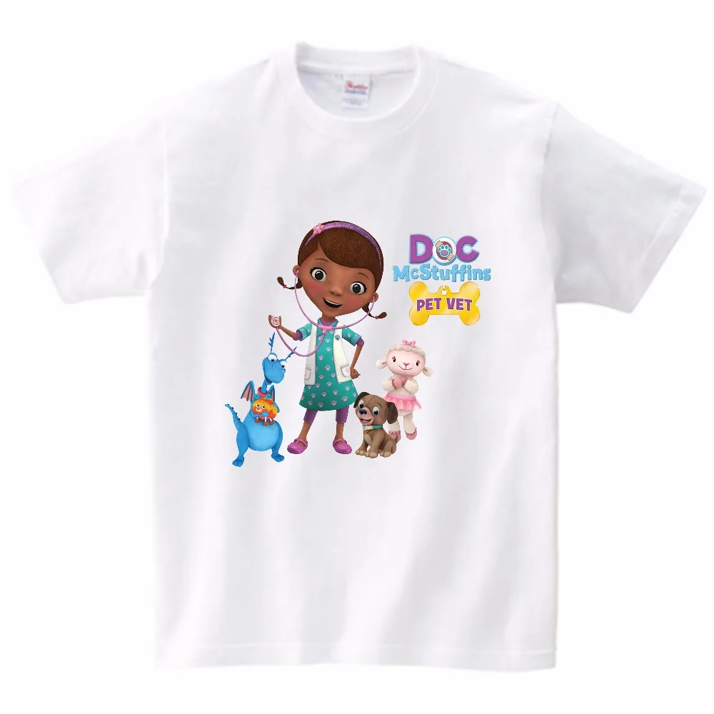 Doc mcstuffins/футболка для девочек 2, 3, 4, 5, 6, 8, 10, 12 лет, Детская летняя футболка, хлопковая Детская футболка с короткими рукавами для маленьких девочек, MJ