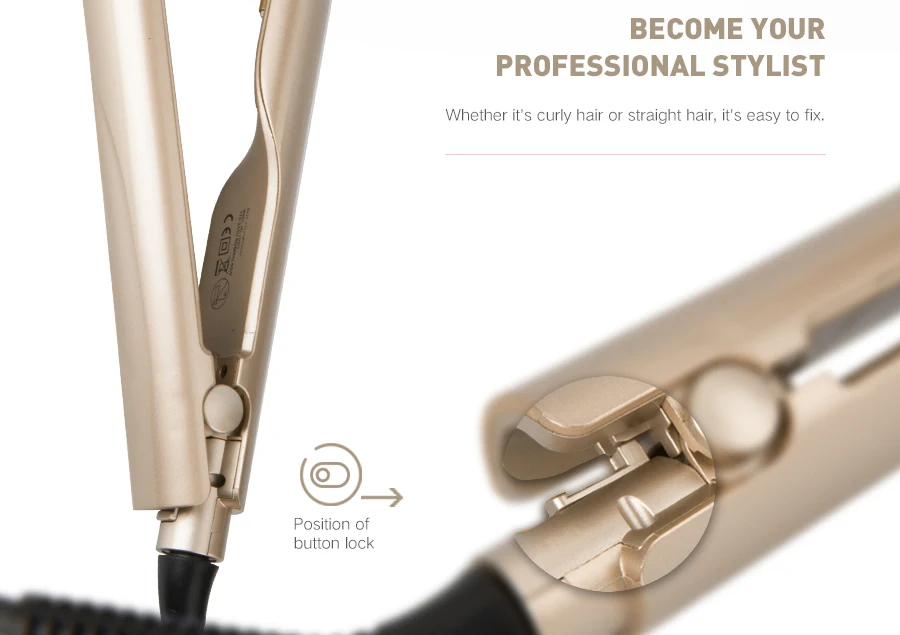Alisador de Cabelo 2 em 1 Profissional Ferro Alisamento Elétrico Curling Plana Ferros Cerâmica Rápido Aquecimento Ferramentas Estilo & 5 Profissional ferro alisamento elétrico & curling ferro