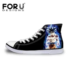 FORUDESIGNS Cool Dragon Ball Super Saiyan God Anime Print High Top Men Vulcanized Shoes Casual Canvas Cartoon Shoes for Men Boys wen hand painted unisex canvas shoes dragon ball battle of gods super saiyan god goku vegeta whis beerus high top anime sneakers