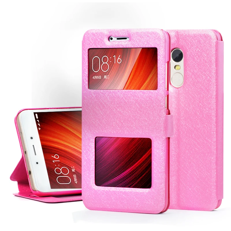 

Flip Phone Case For Xiaomi Redmi Note 4 4x 4A 3 Luxury PU Leather Cover With Stand Window View For xiaomi 5 mi5 Smart Shell Capa