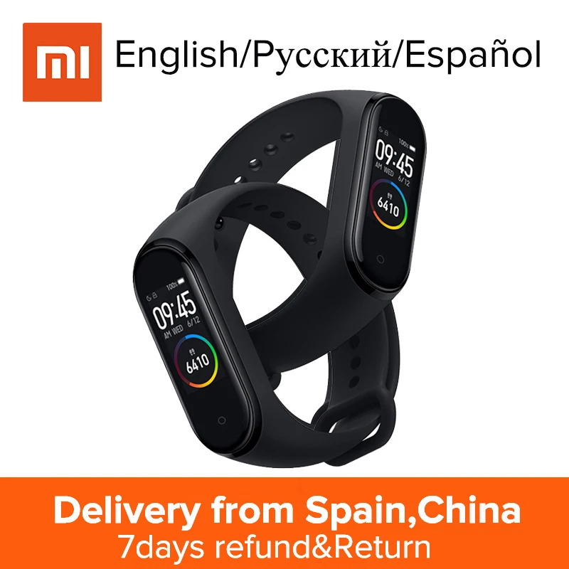 English/Spanish/Russian Original Xiaomi Miband 4 Smart Band 0.95inch AMOLED 120X240 RGB Screen 50m Waterproof Smart Bracelet - aliexpress