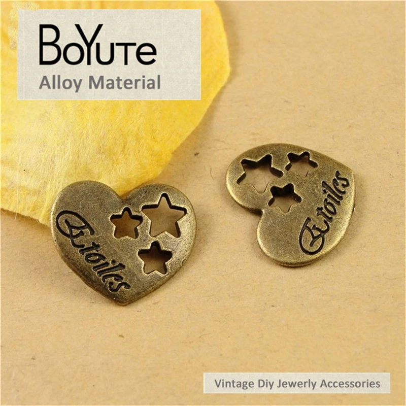 50 Pcs Lead Free Antique Bronze Plated Heart Charms Pendants for Jewelry Making