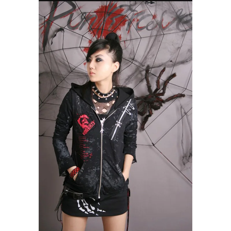 Punk Rave Gothic Visual Kei Womens Mens Black Coat Jacket